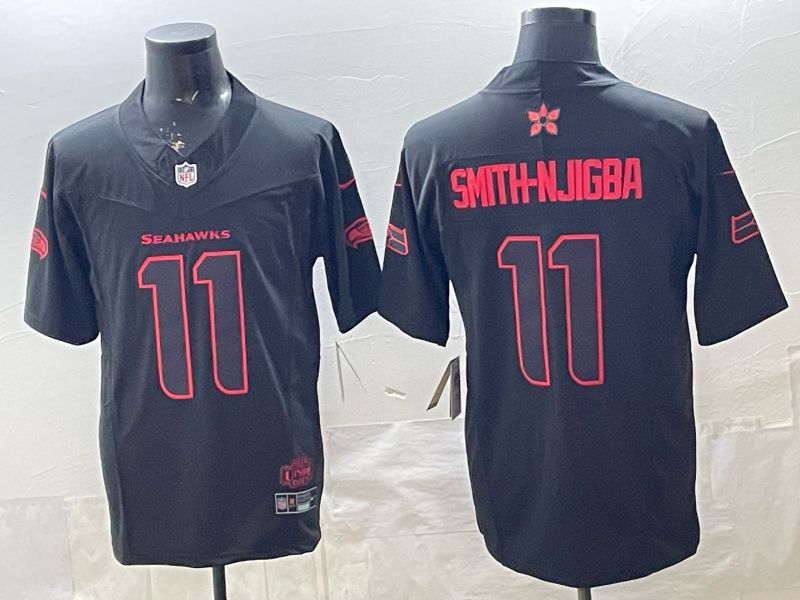 Men 2026 Seattle Seahawks #11 Smith-Hjigba Black 4th generations Nike Limited NFL Jersey style 001
